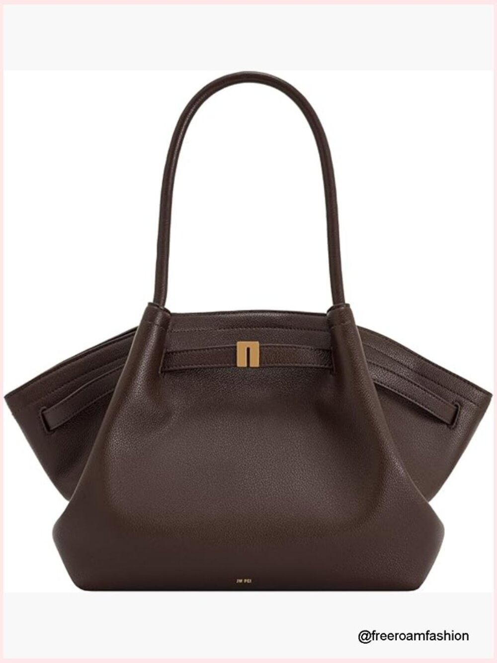 Vegan Leather Medium Tote Bag With Magnetic Closure, 17x10x5 Inches